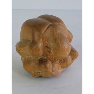 Vintage Hand Carved Wooden WEEPING BUDDHA Meditating Monk Yoga Man 2.5" Figurine
